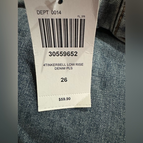 NWT Hot Topic Disney Tinkerbell low rise denim size 26 - Picture 10 of 11
